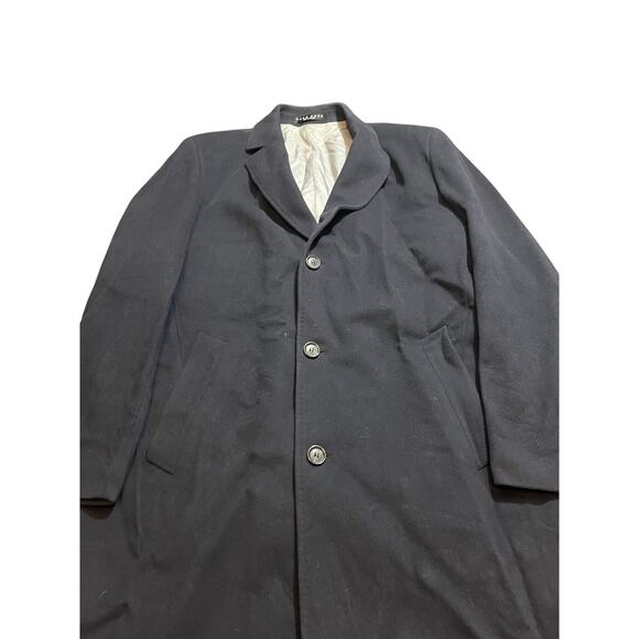 HUGO BOSS Mens Morgan navy Blue Virgin Wool Blend Overcoat Coat Size 42R - Picture 2 of 10